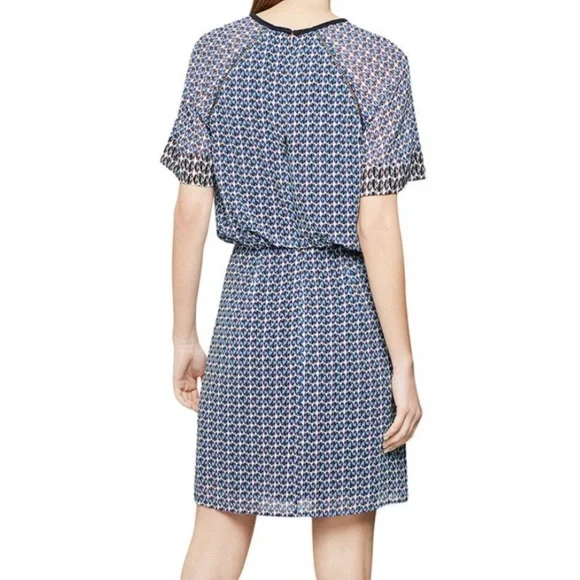 REISS Heidi Knot Waist Diamond Print Dress (NWT) - Picture 6 of 8